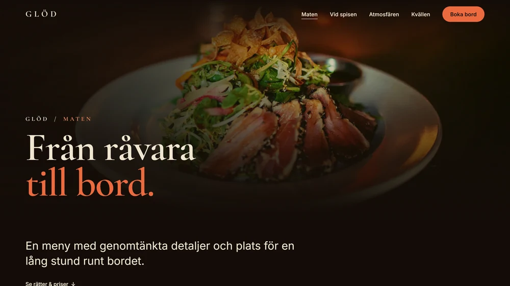 Glöd, sidan Maten.